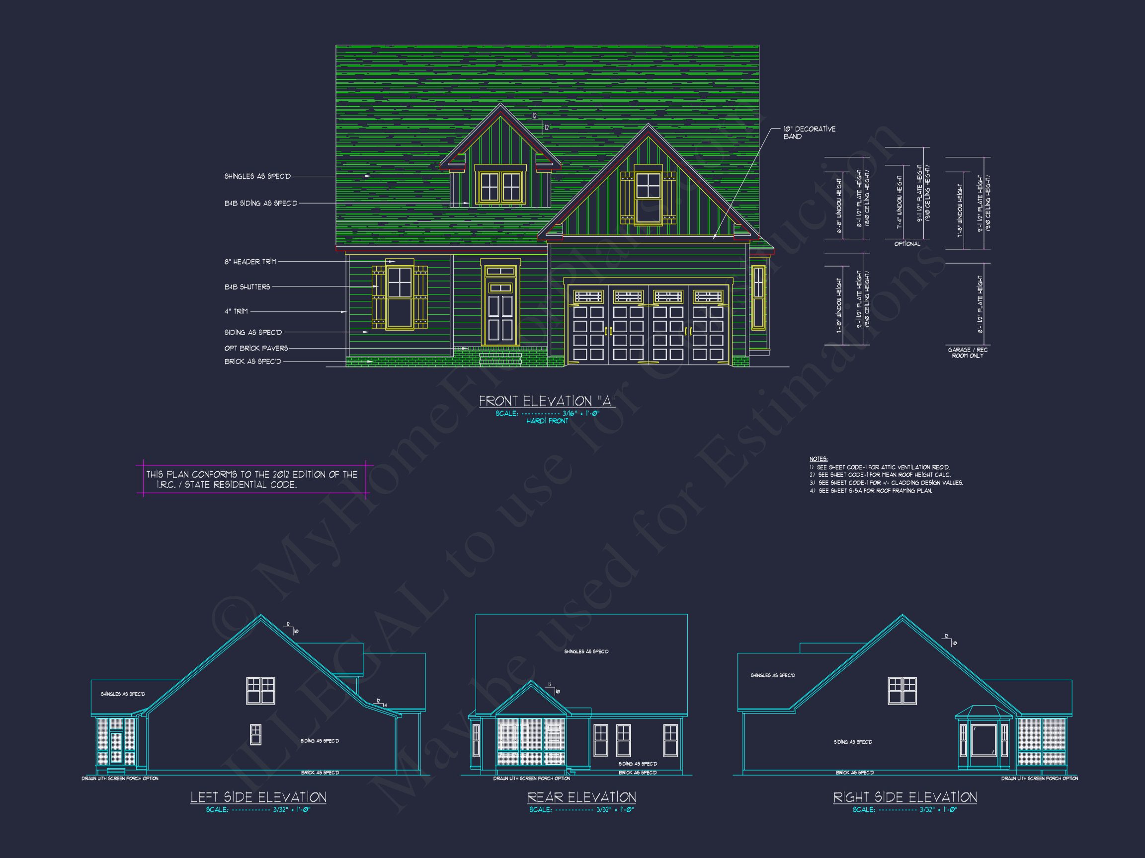 Craftsman house Plan with 2 Floors,3 Beds & CAD Designs