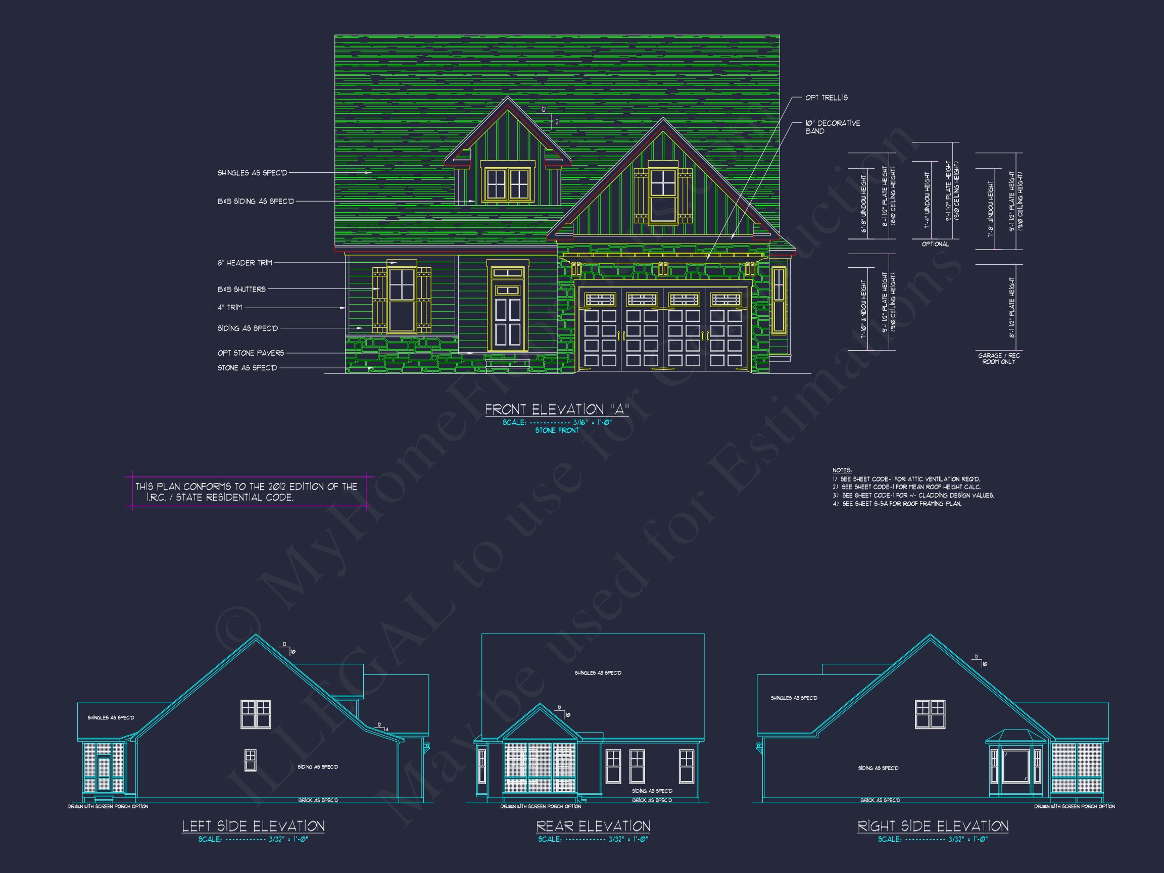 Craftsman house Plan with 2 Floors,3 Beds & CAD Designs