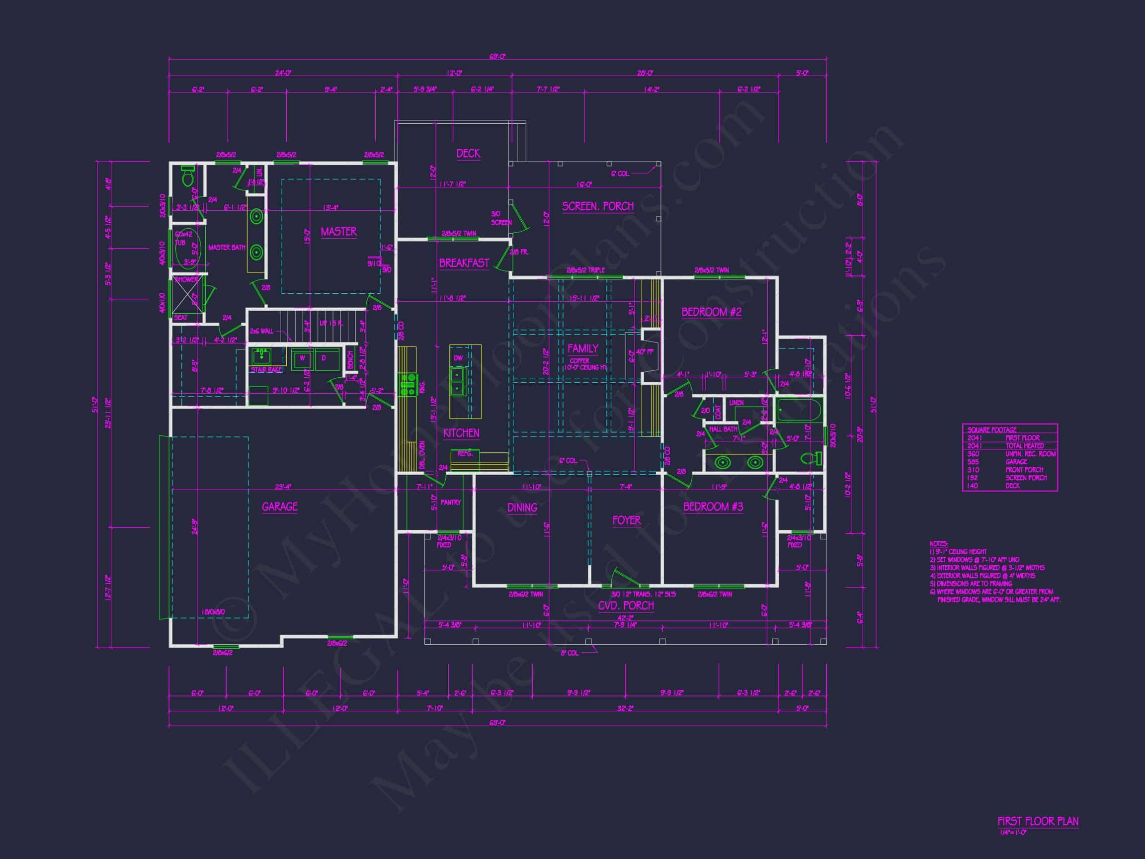 Craftsman house Plan with 2,041 SF - Floor Plan and Designs