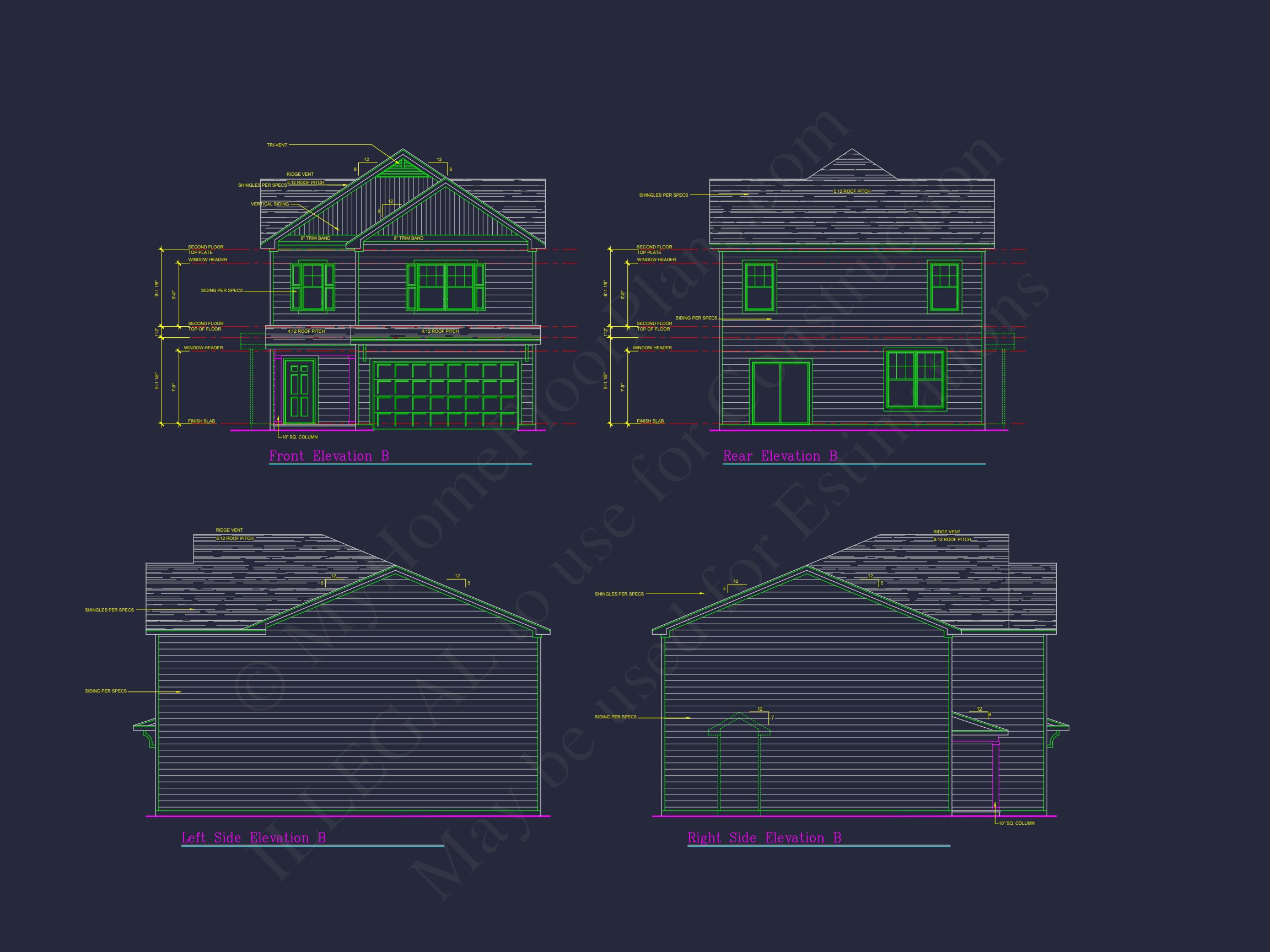 Craftsman house Plan with 28' Width,40' Depth,and CAD Designs