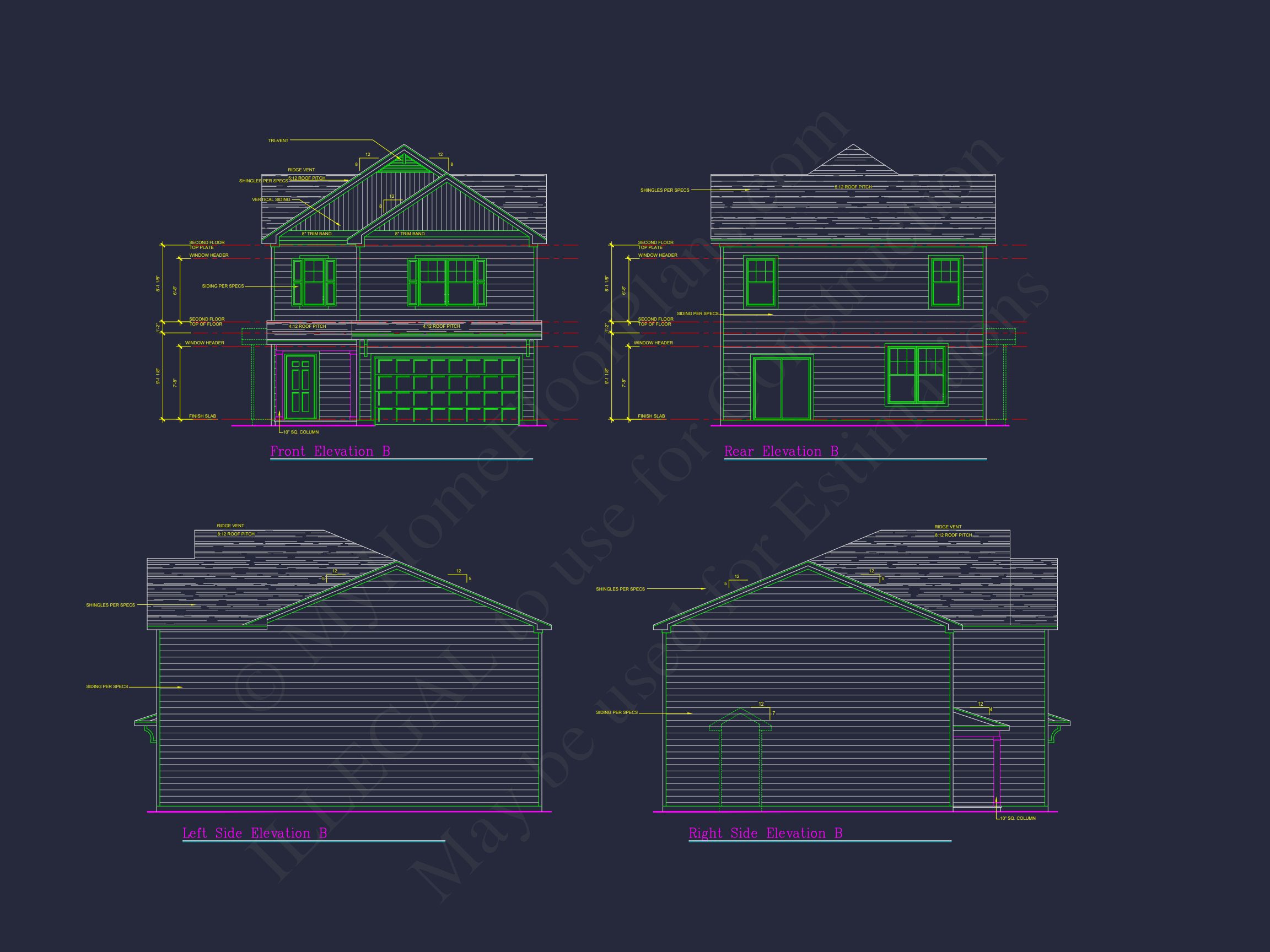 Craftsman house Plan with 28' Width,40' Depth,and CAD Designs