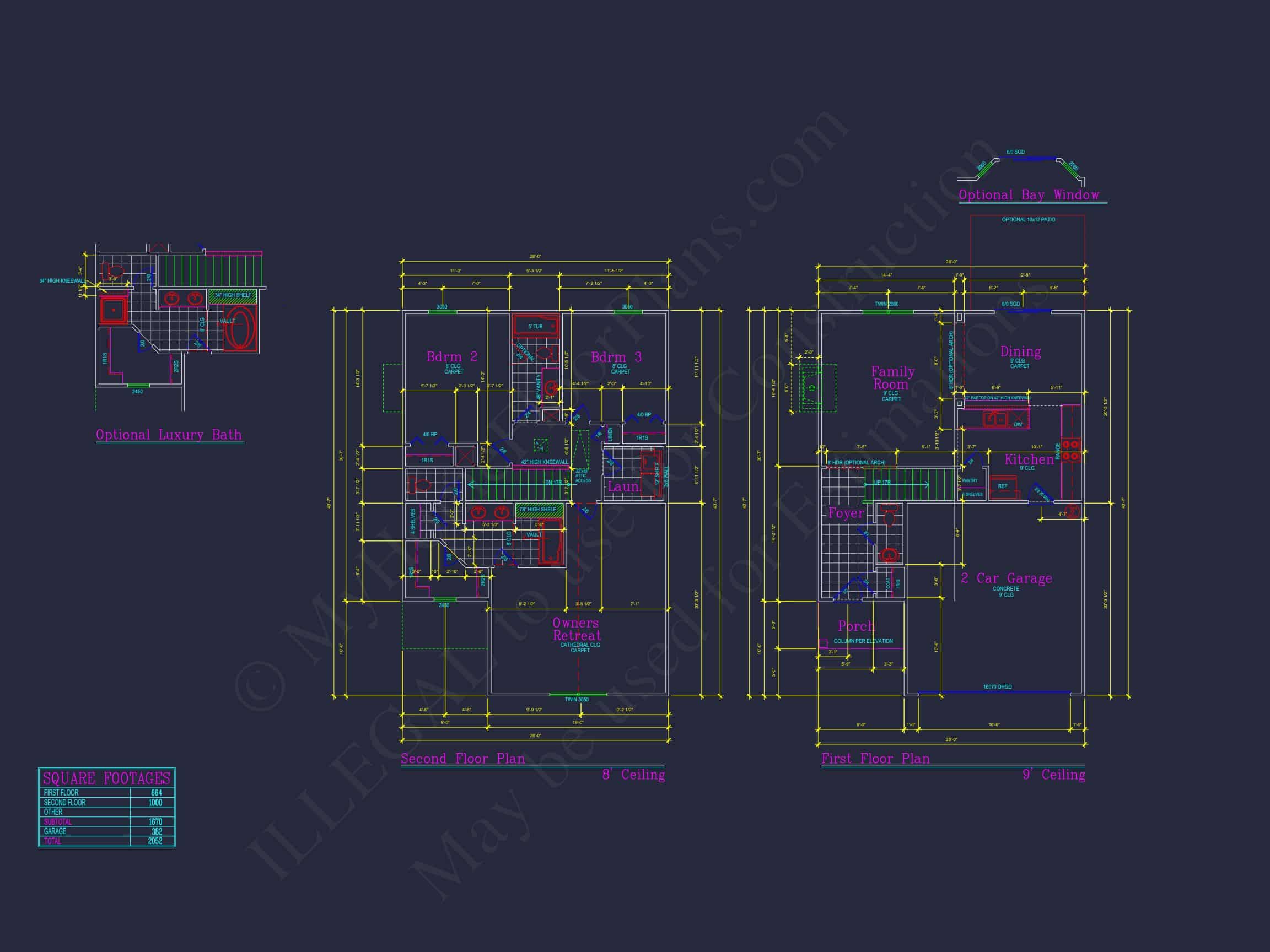 Craftsman house Plan with 28' Width,40' Depth,and CAD Designs