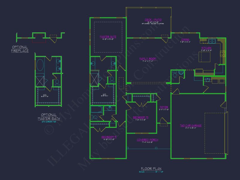 Craftsman house Plan with 3 Bedrooms, 2 Baths & Open Floor Design