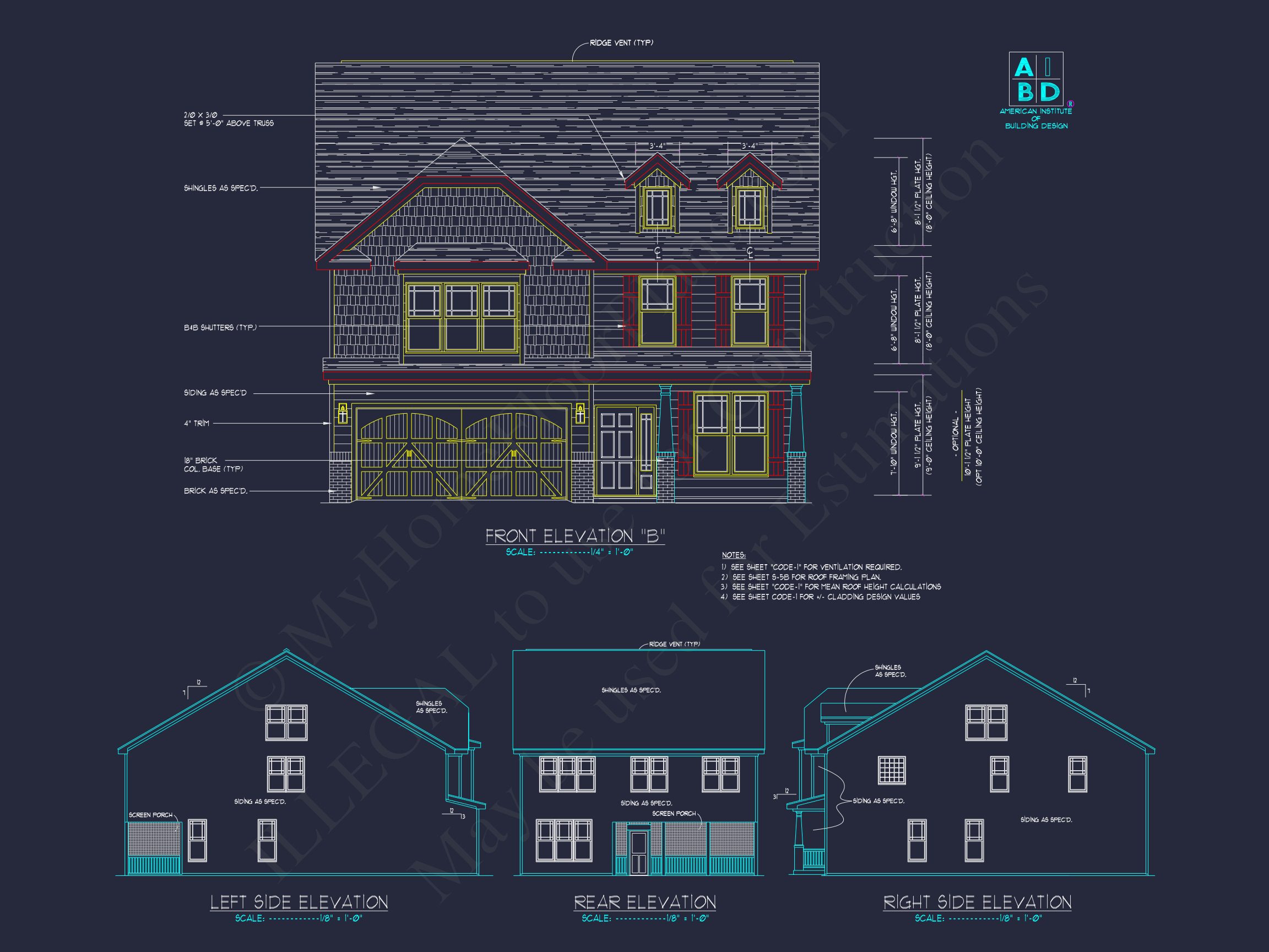 Craftsman house Plan with 4 Bedrooms and 2-Car Garage Designs
