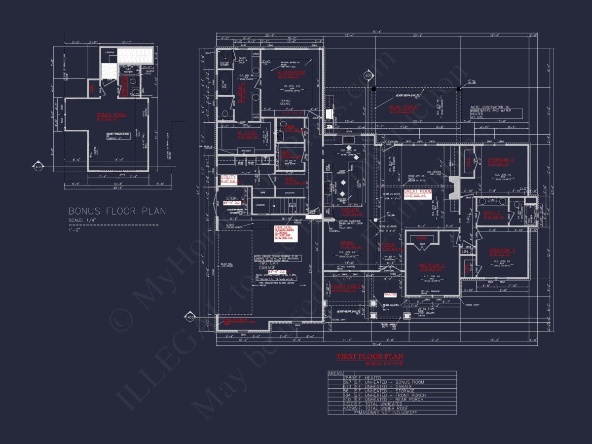 Craftsman house Plan with Bonus Room and Spacious Floor Plan