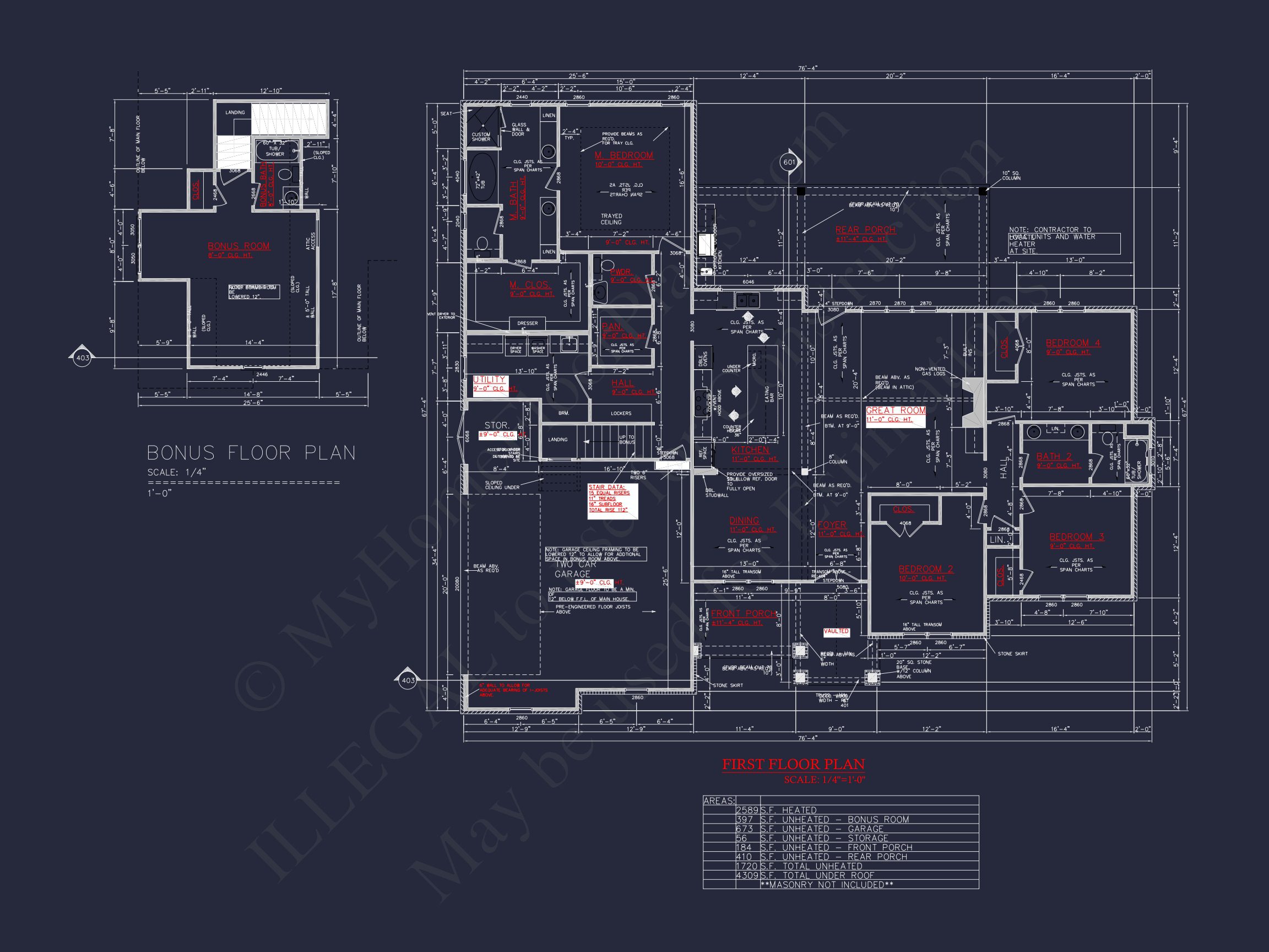 Craftsman house Plan with Bonus Room and Spacious Floor Plan