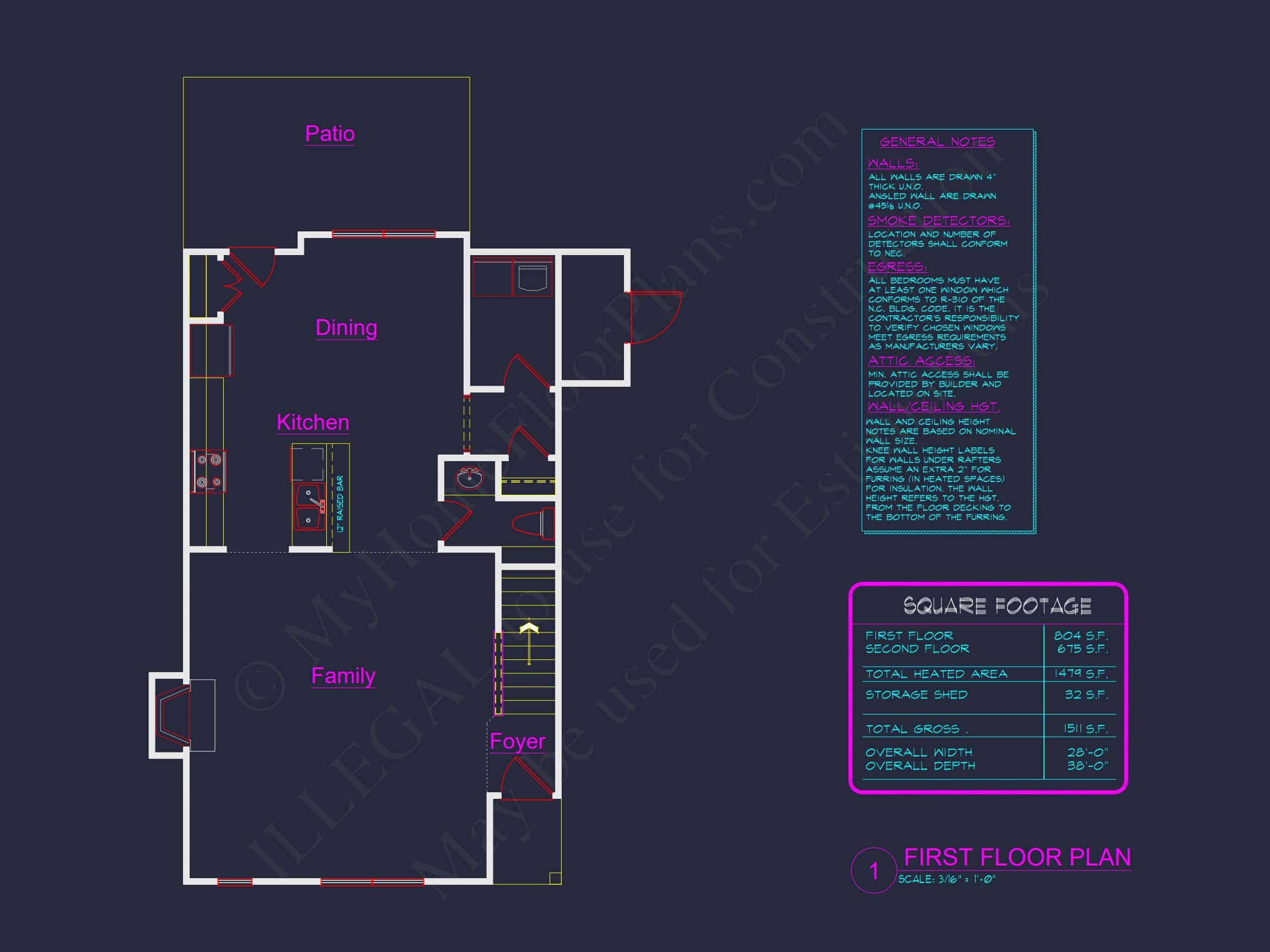 Craftsman house Plan with Detailed Floor Blueprint and Open Designs