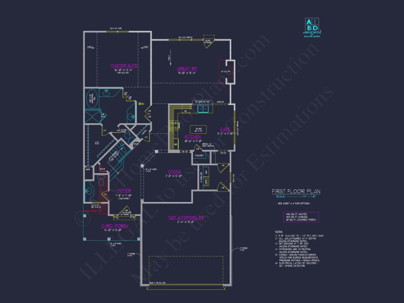 Craftsman house Plan with Open Floor Design & CAD Blueprint