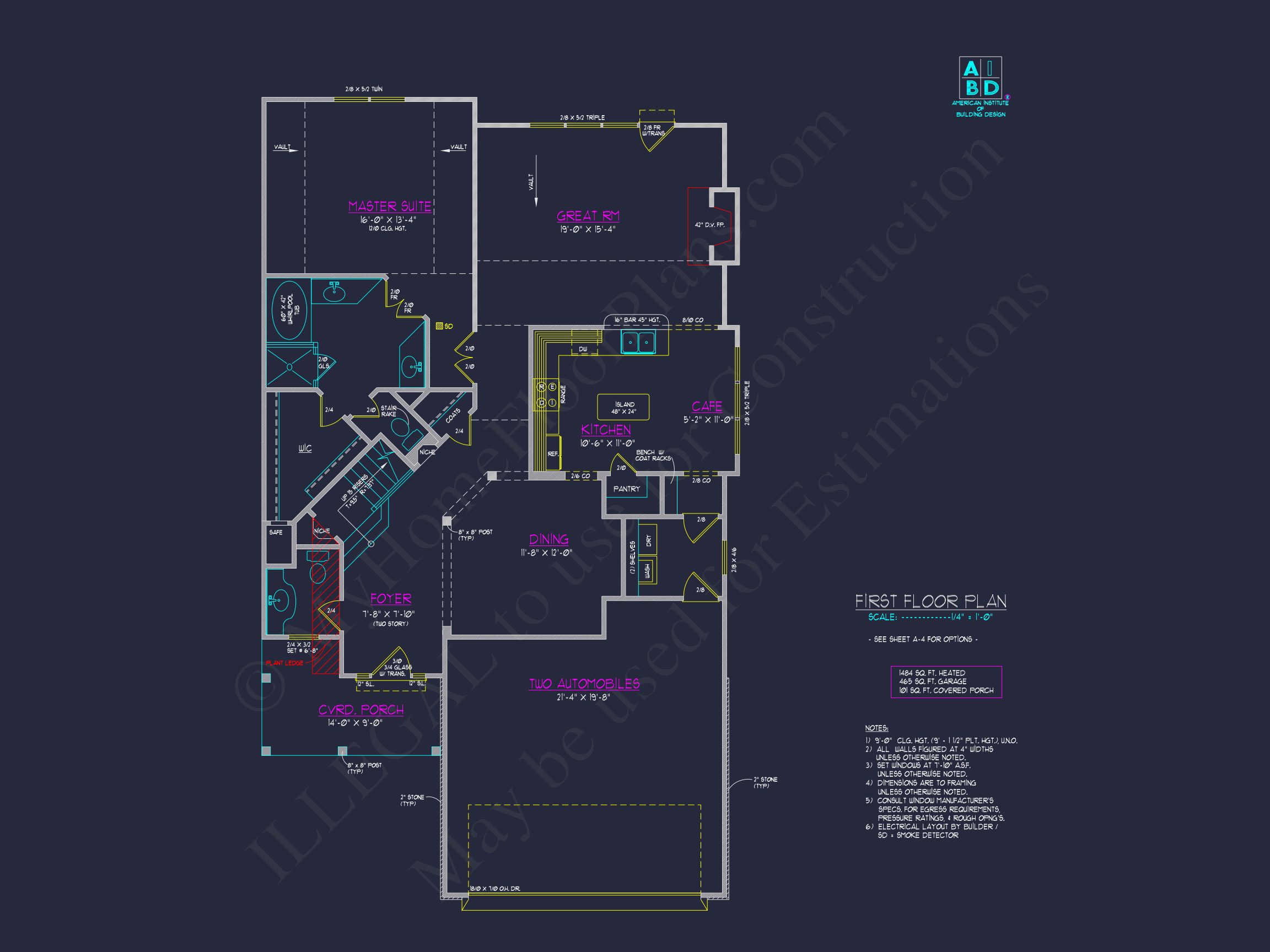Craftsman house Plan with Open Floor Design & CAD Blueprint
