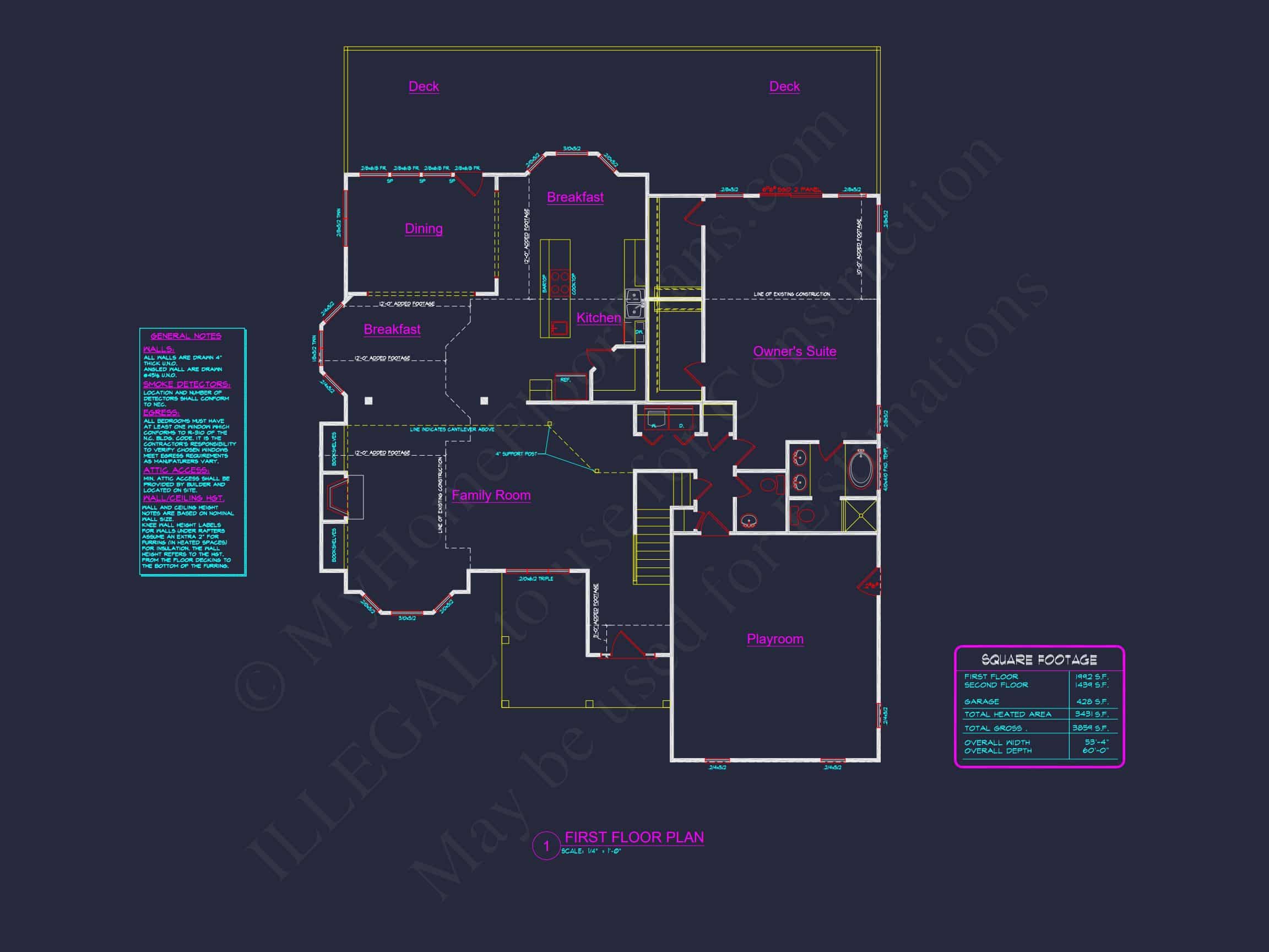 Craftsman house Plan with Spacious Floor Plan and CAD Blueprint
