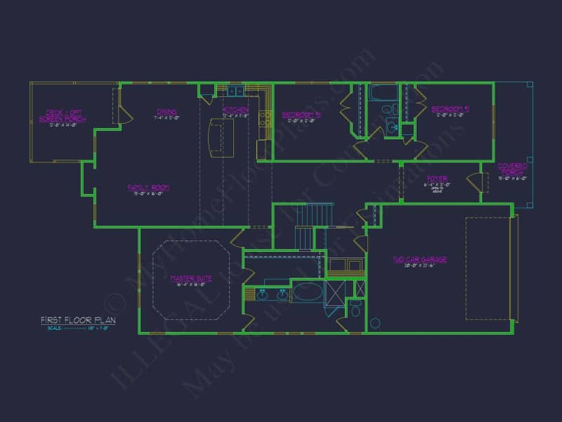 Craftsman house Plan with Versatile Floor Plan and CAD Designs
