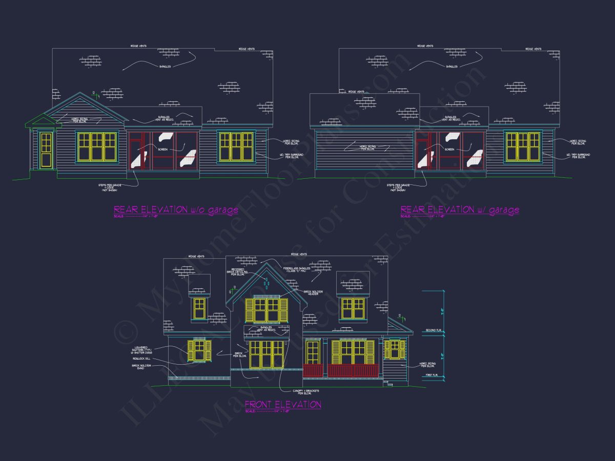 Craftsman house Floor Plan with Detached Garage and CAD Designs