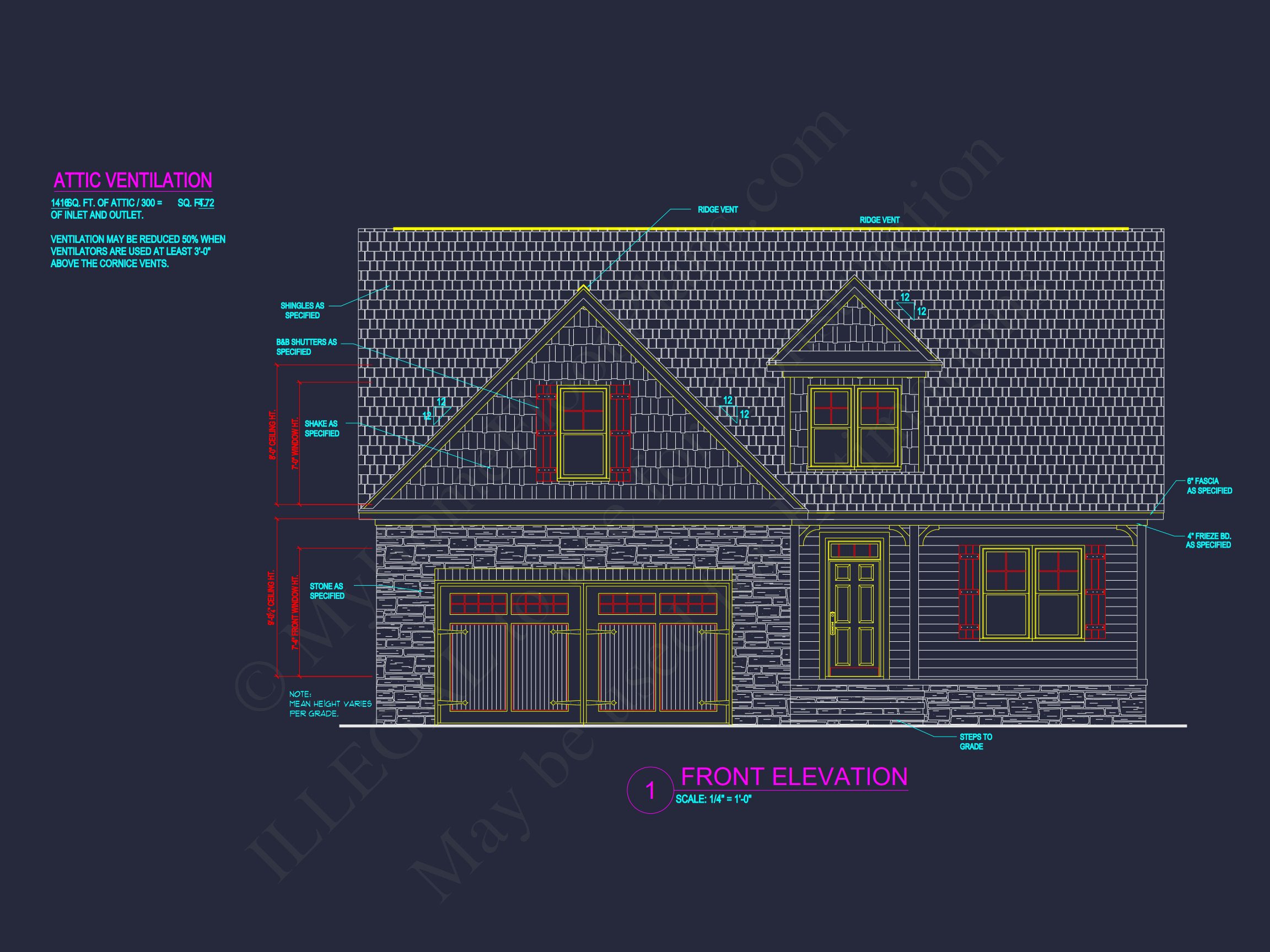 Craftsman house Plan: 1.5 Story Floor Design with CAD Blueprint