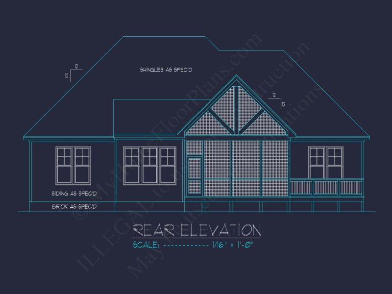 Craftsman house Plan CAD Blueprint with Spacious Floor Designs