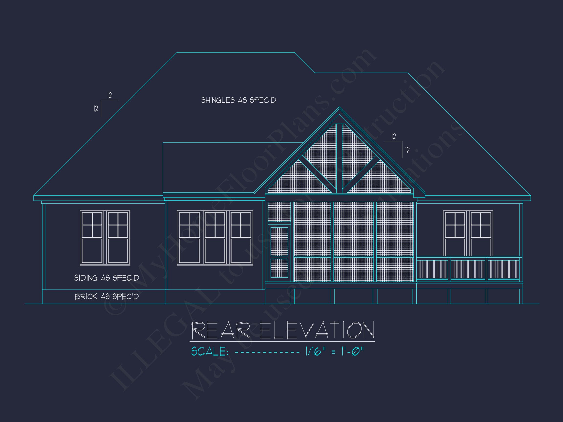 Craftsman house Plan CAD Blueprint with Spacious Floor Designs