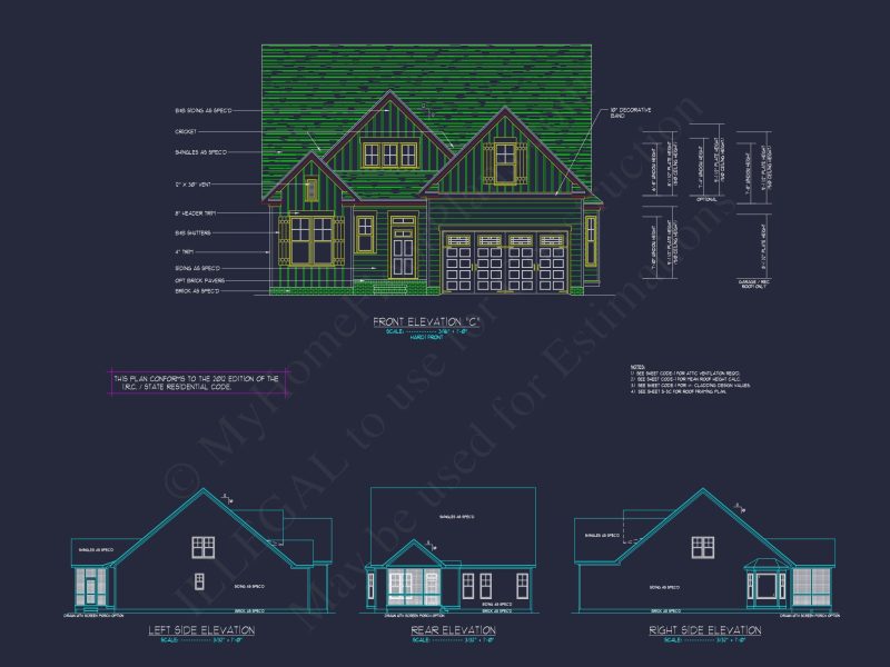 Craftsman house Plan with 2 Floors, 3 Beds & CAD Designs