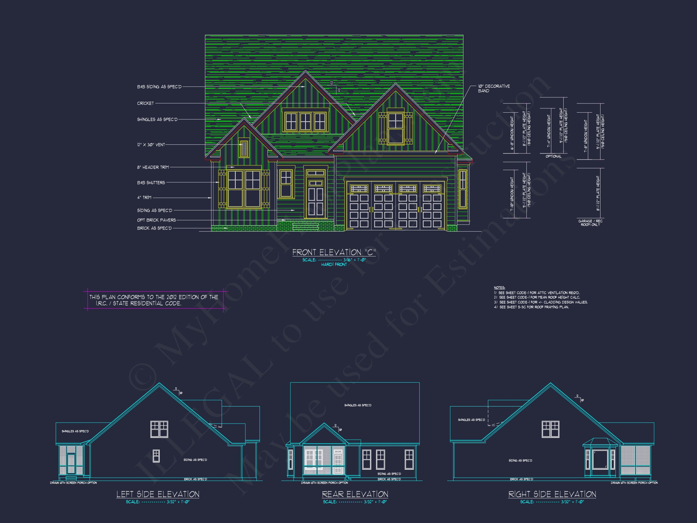Craftsman house Plan with 2 Floors,3 Beds & CAD Designs