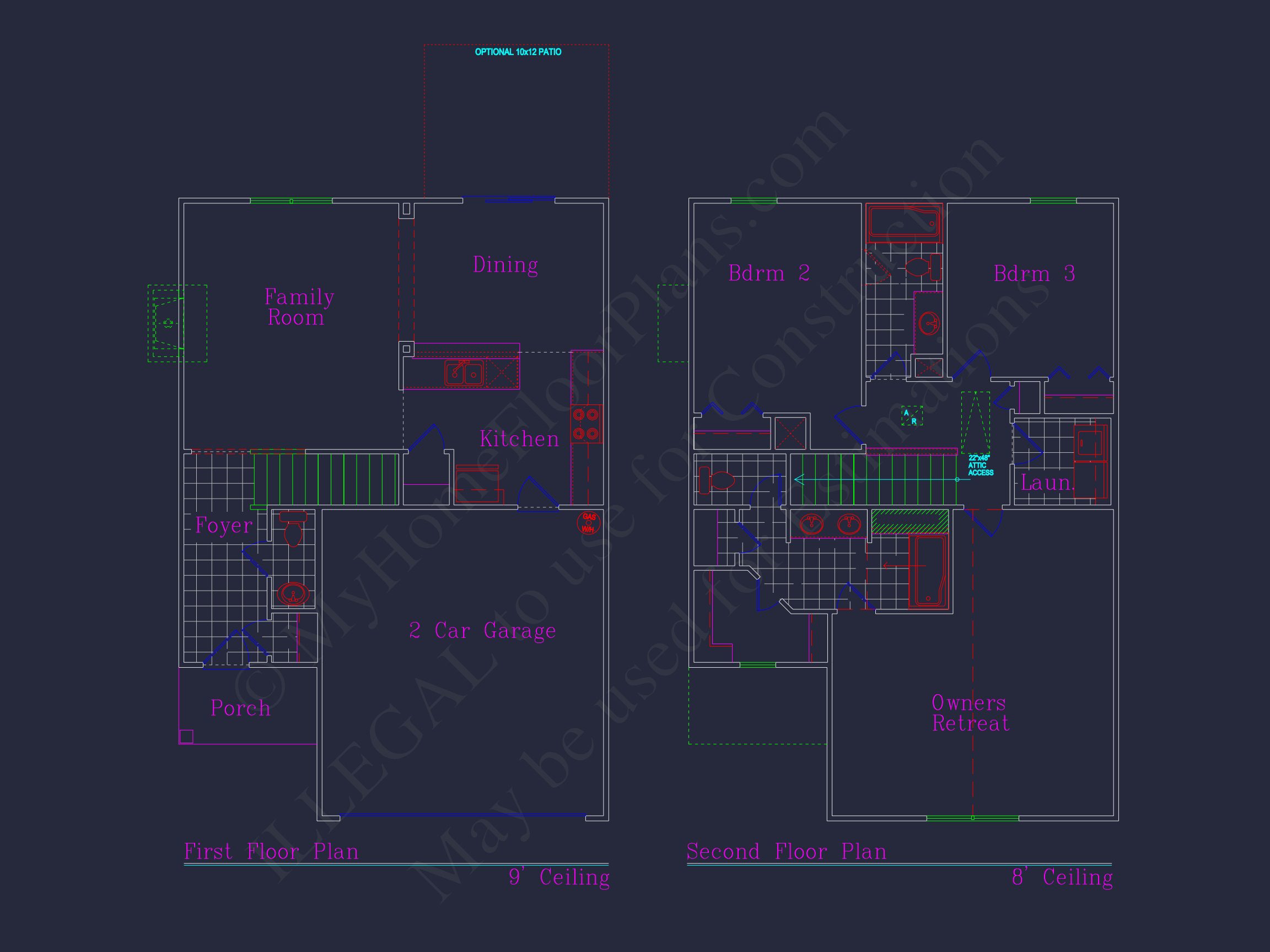 Craftsman house Plan with 28' Width,40' Depth,and CAD Designs