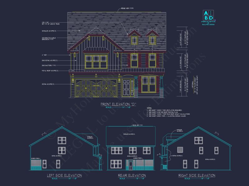 Craftsman house Plan with 4 Bedrooms and 2-Car Garage Designs