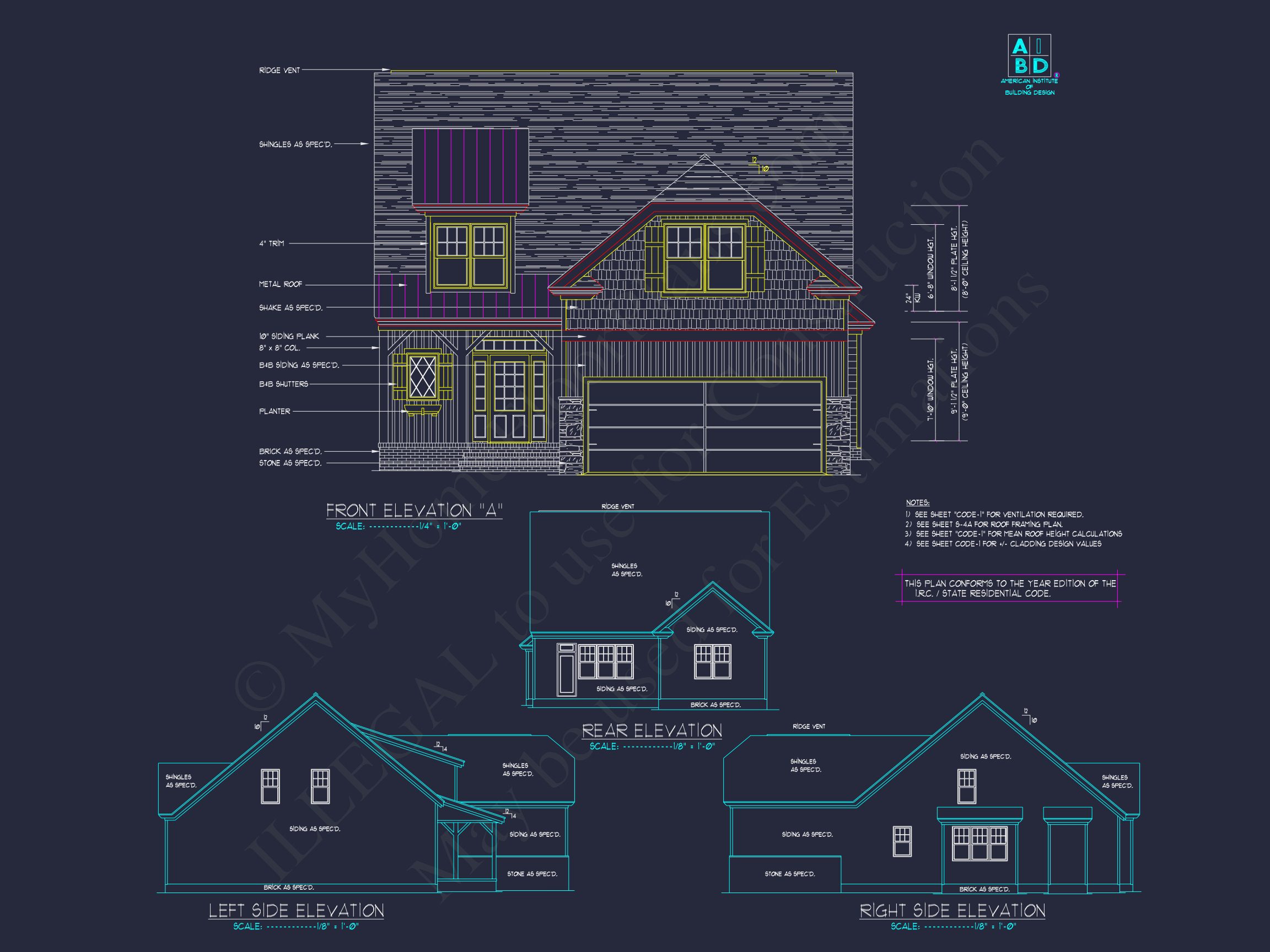 Craftsman house Plan with Open Floor Design & CAD Blueprint