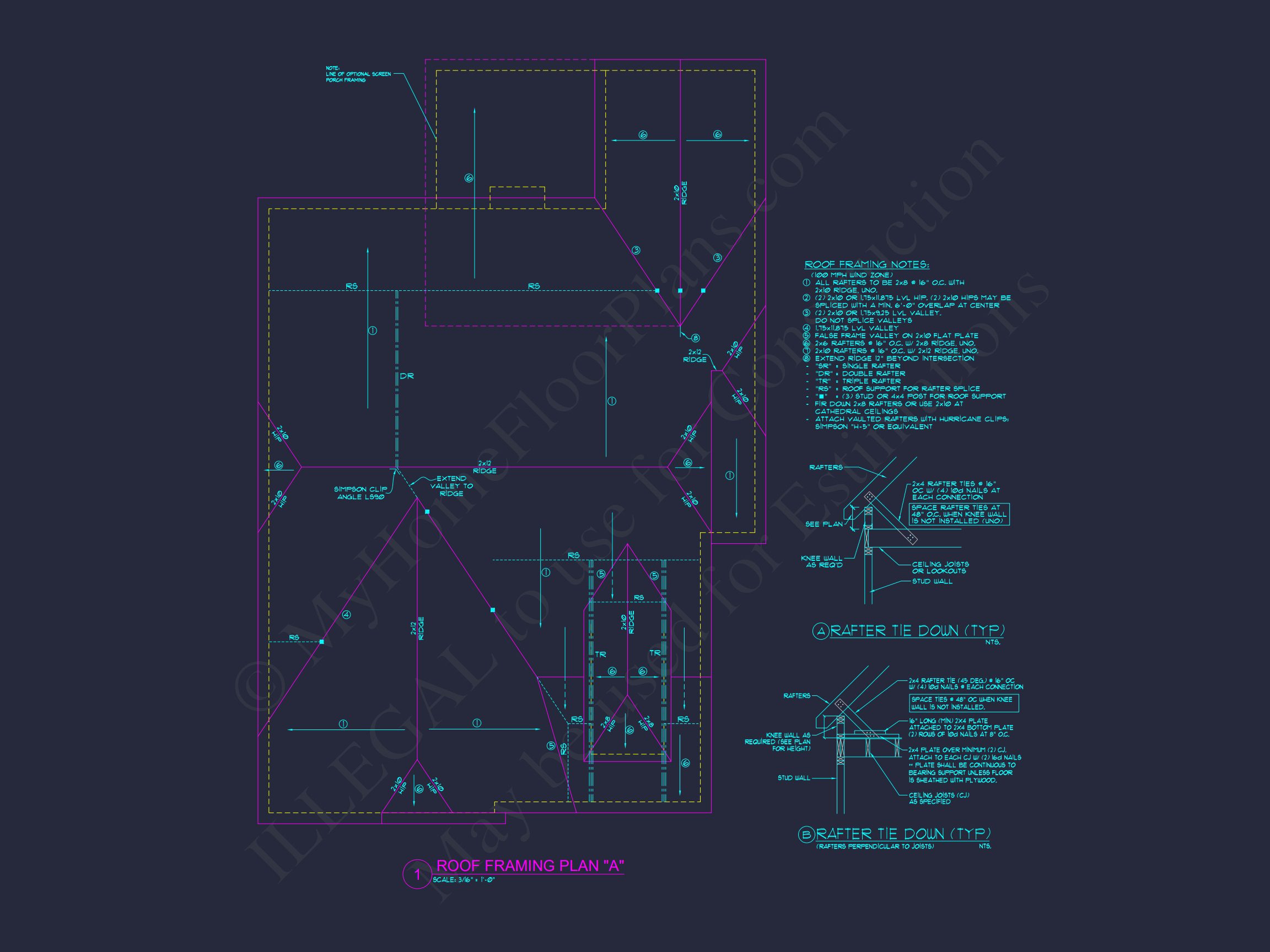 Custom Craftsman house Floor Plan Blueprint with CAD Designs