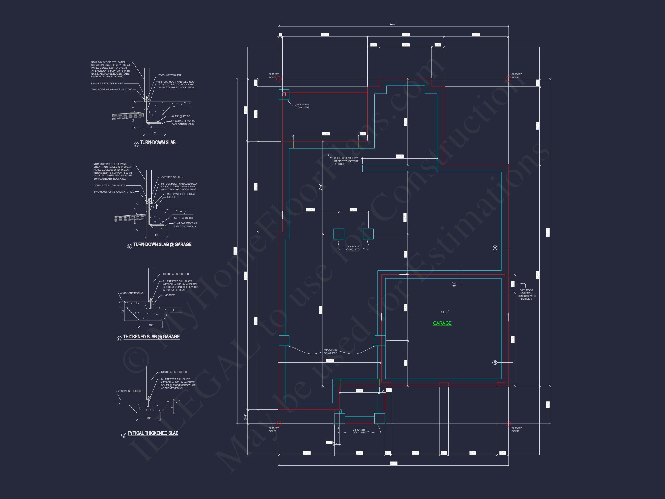 Custom house Design with 1.5 Story Floor Plan and CAD Blueprint