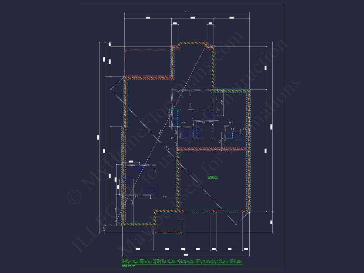 Custom house Design with 1.5 Story Floor Plan and CAD Blueprint