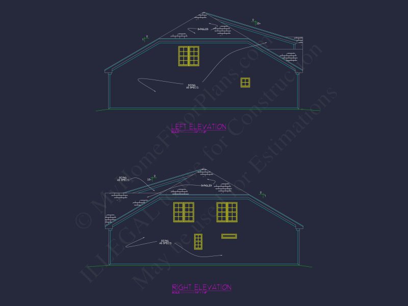 Custom house Plan with CAD Blueprint – 2-story Floor Designs