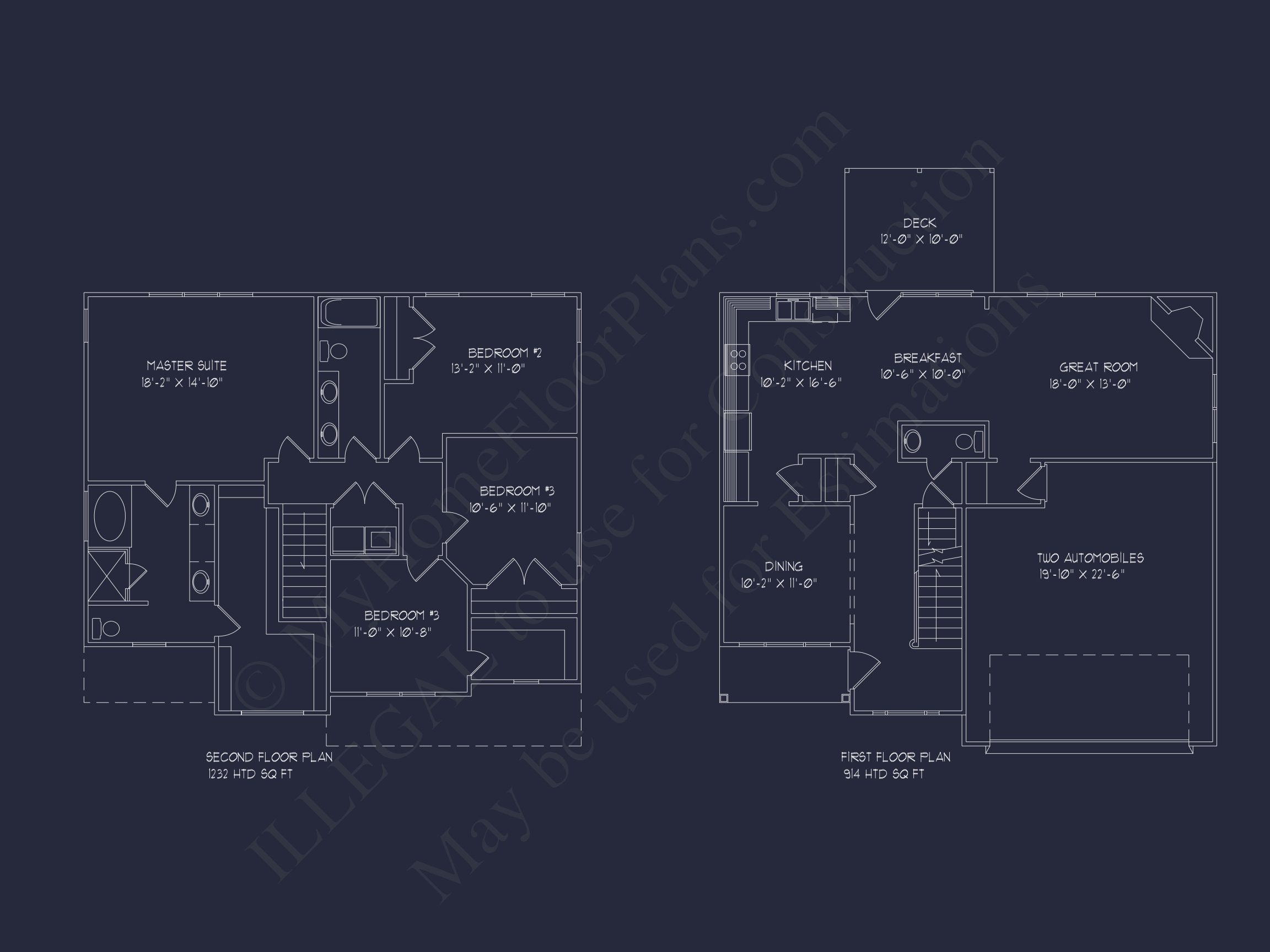 Customizable house Plan with 2-Story Design and CAD Blueprint