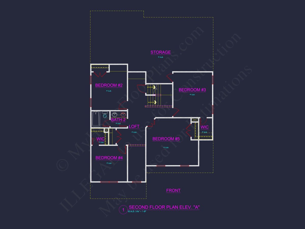 Dream house Plan: 2-Story Blueprint with 4 Beds and 2.5 Baths