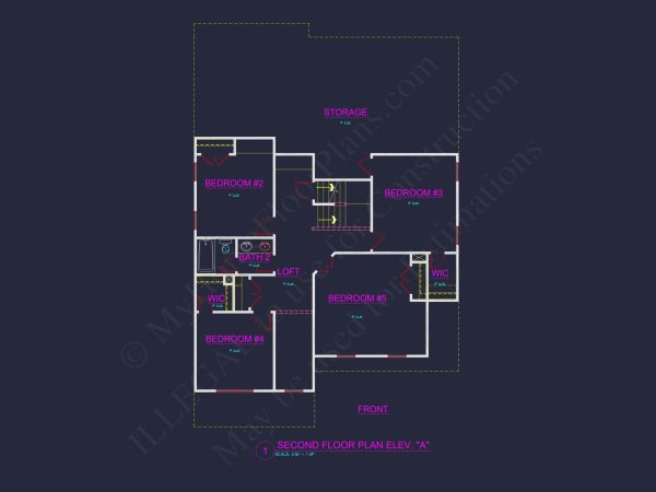 Dream house Plan: 2-Story Blueprint with 4 Beds and 2.5 Baths