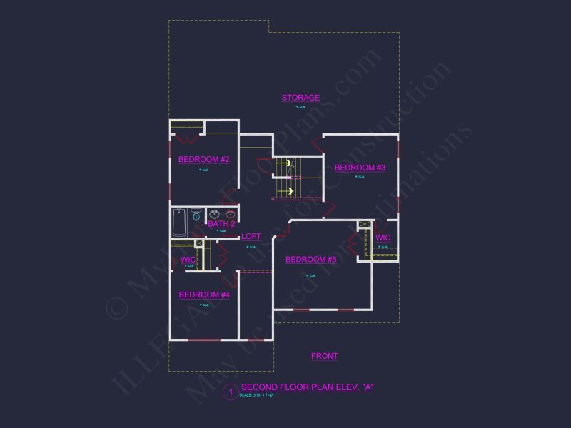 Dream house Plan: 2-Story Blueprint with 4 Beds and 2.5 Baths