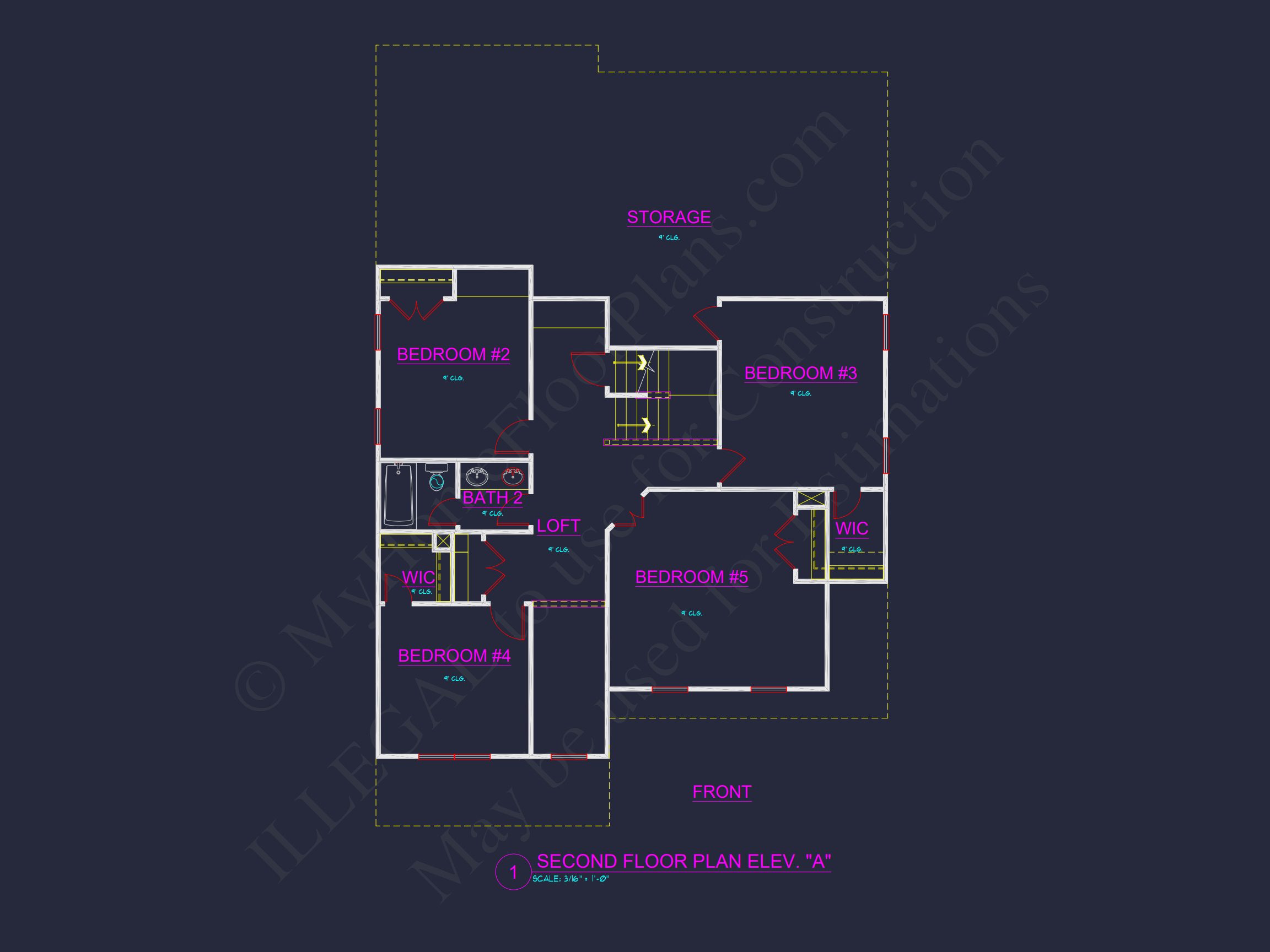 Dream house Plan: 2-Story Blueprint with 4 Beds and 2.5 Baths