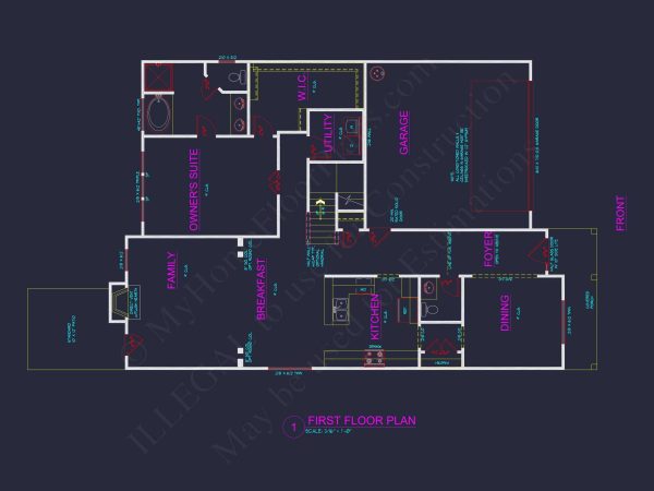 Dream house Plan: 2-Story Blueprint with 4 Beds and 2.5 Baths