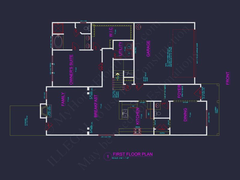 Dream house Plan: 2-Story Blueprint with 4 Beds and 2.5 Baths