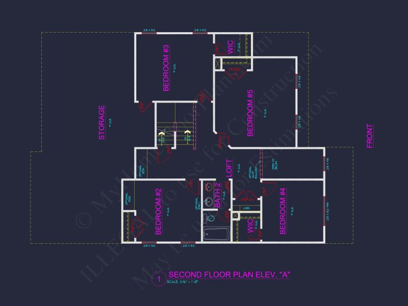 Dream house Plan: 2-Story Blueprint with 4 Beds and 2.5 Baths