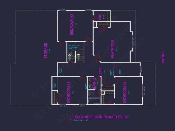 Dream house Plan: 2-Story Blueprint with 4 Beds and 2.5 Baths