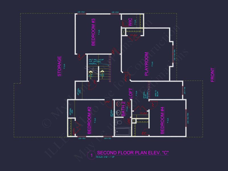 Dream house Plan: 2-Story Blueprint with 4 Beds and 2.5 Baths