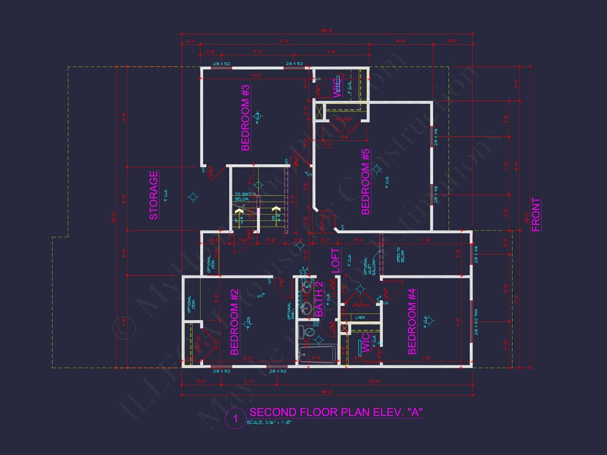 Dream house Plan: 2-Story Blueprint with 4 Beds and 2.5 Baths