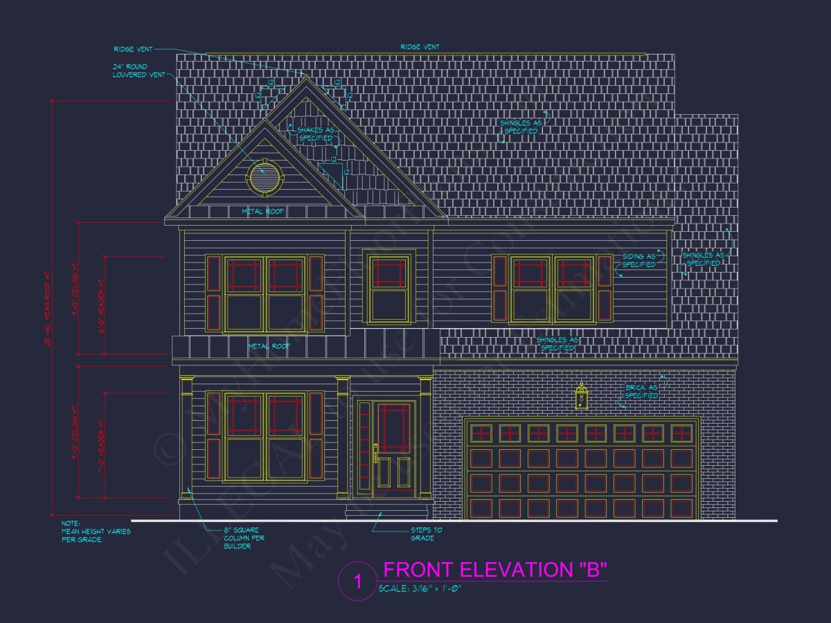 Dream house Plan: 2-Story Blueprint with 4 Beds and 2.5 Baths