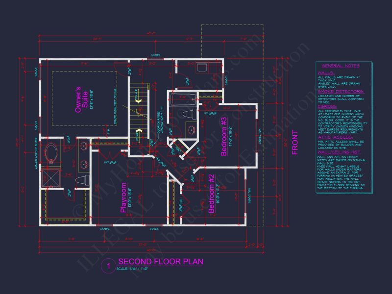 Efficient 2-Story house Plan with Modern CAD Blueprint Designs