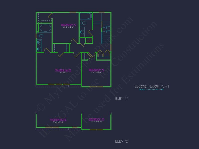 Efficient 3-Bedroom house Plan with CAD Blueprint Designs
