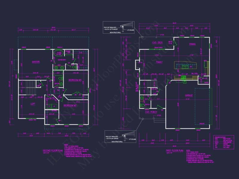 Efficient house Plan: CAD Floor Designs with Blueprint Layout