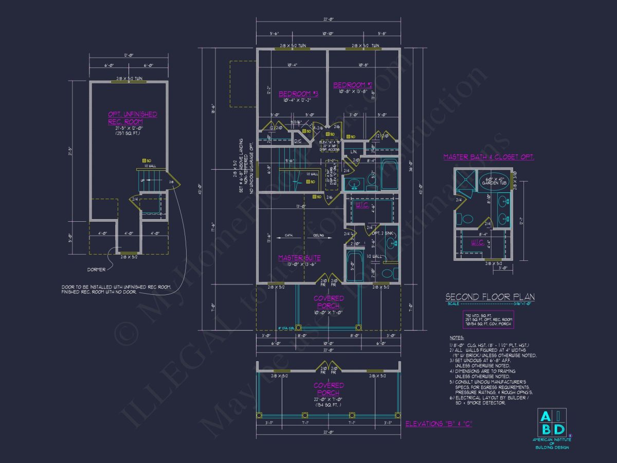 Elegant 2-Story house Plan with 3 Bedrooms and CAD Designs