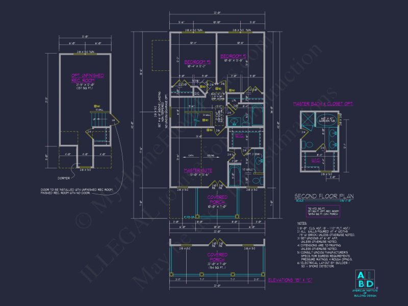 Elegant 2-Story house Plan with 3 Bedrooms and CAD Designs