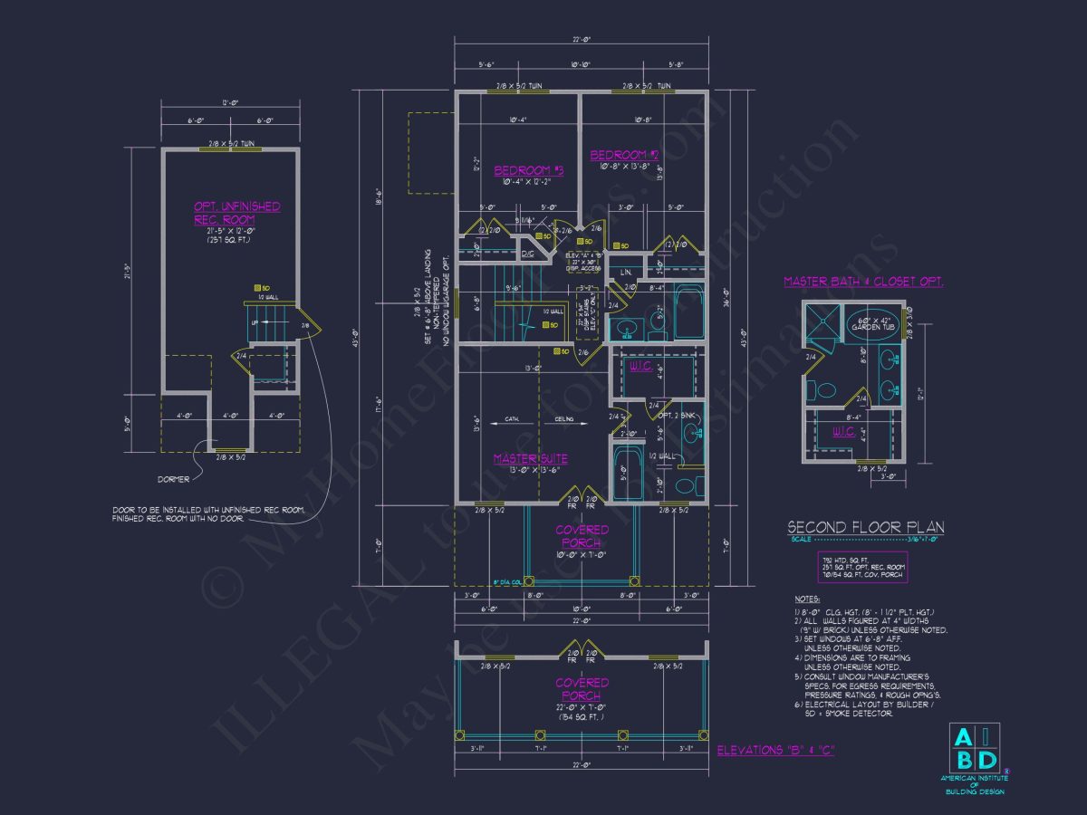 Elegant 2-Story house Plan with 3 Bedrooms and CAD Designs