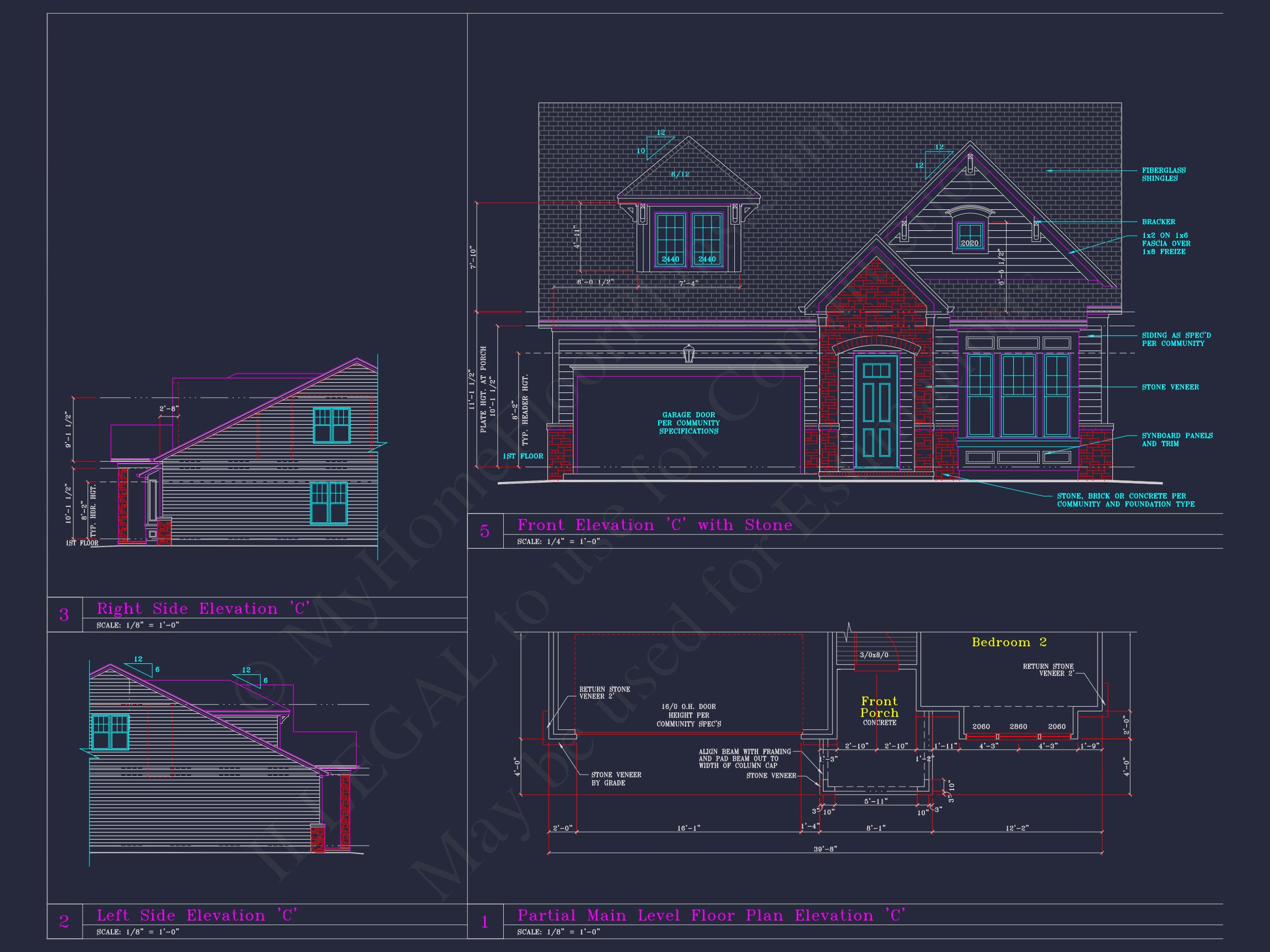 Elegant 2-Story house Plan with 6 Elevations and Open Floor Plans