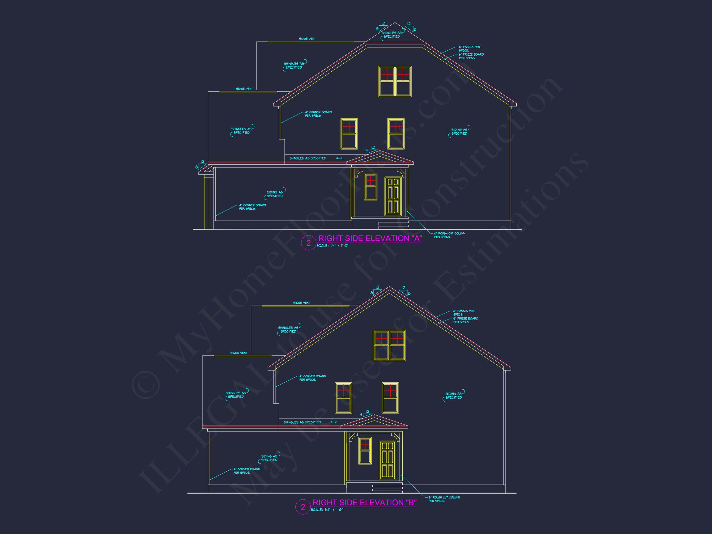 Elegant 2-Story house Plan with Detailed CAD Designs
