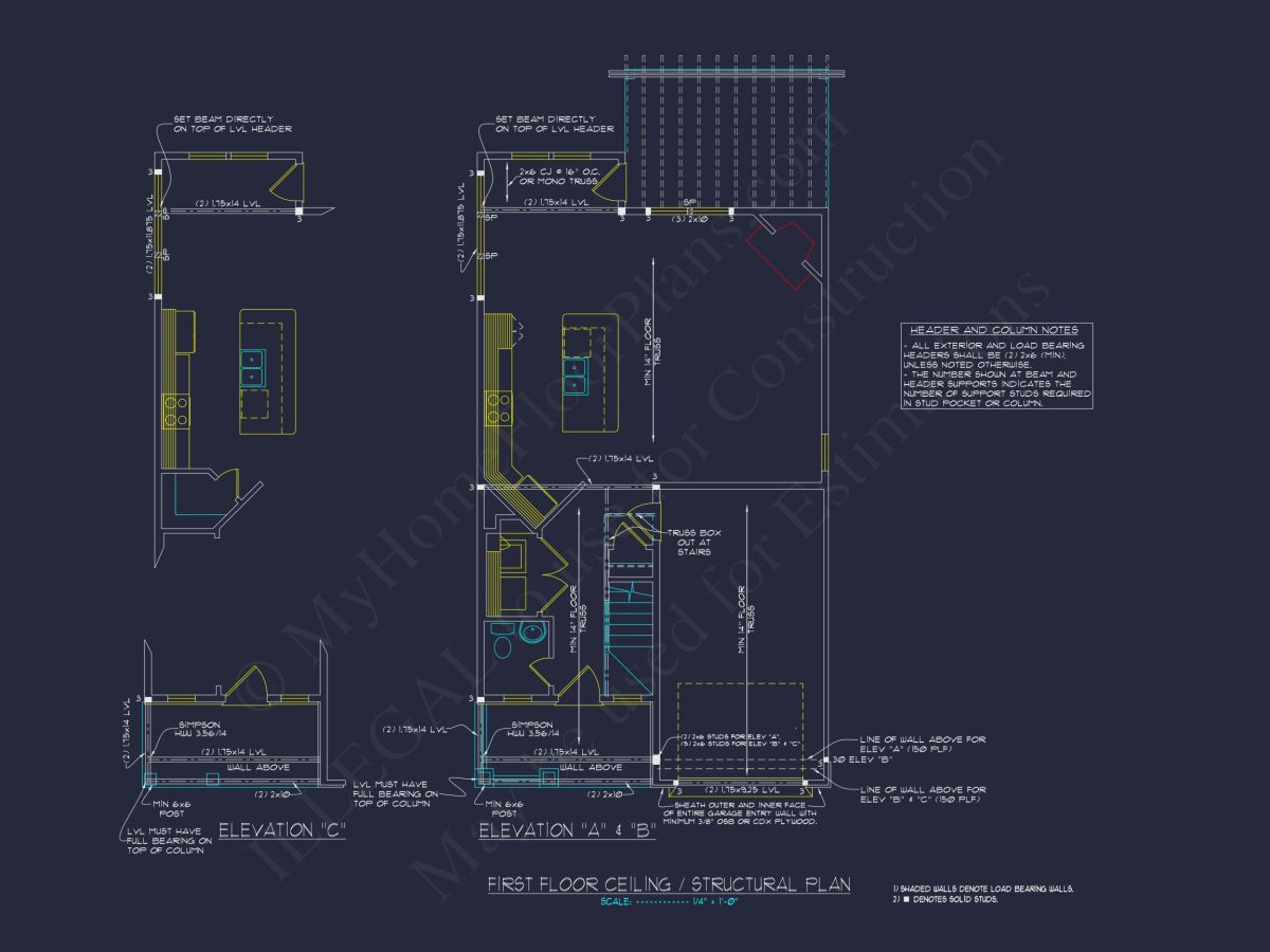 Elegant Craftsman house Blueprint with 2-Story Floor Plan