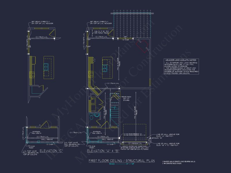 Elegant Craftsman house Blueprint with 2-Story Floor Plan